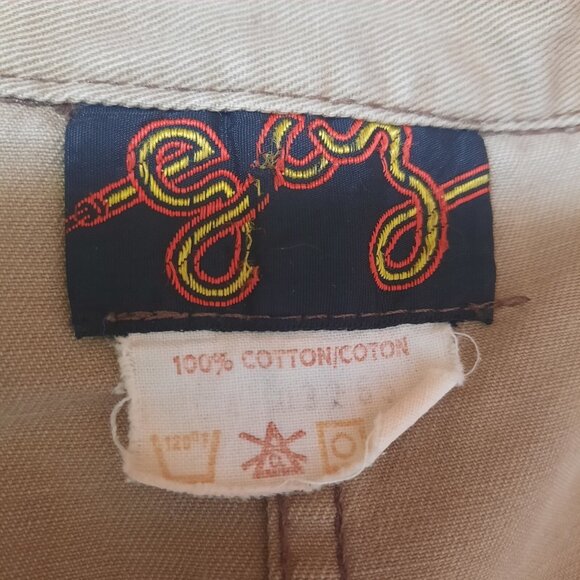 Vintage 70s Jumpsuit Flare Wide Leg Size S Utility Flight Suit Beige Full Zip - Picture 10 of 10